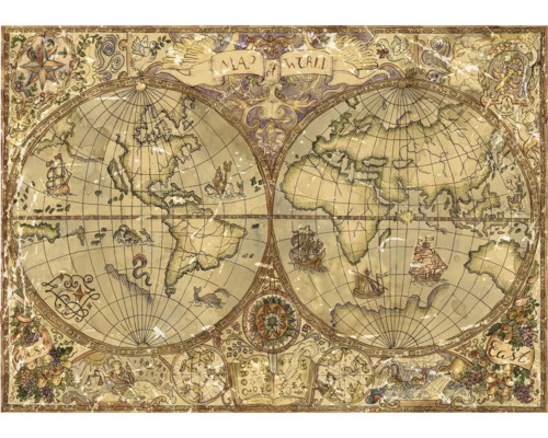 Illustratie van een wereldkaart in vintage stijl