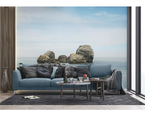 Fotobehang met rotsen aan zee in de woonkamer