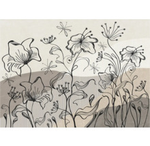 Decoratieve illustratie van gestileerde bloemen en libellen