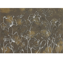 Behang met bloemmotief en libellenmotieven