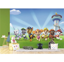 Wandafbeelding met Paw Patrol motieven in een kinderkamer