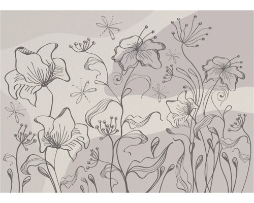 Illustratie van bloemen en libellen