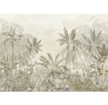 Behang met jungle motief, met palmen en een ree