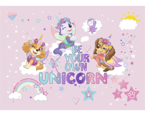 Paw Patrol achtergrond met eenhoornthema