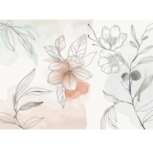 Illustratie van bloemen en bladeren op een lichte achtergrond