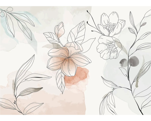 Illustratie van bloemen en bladeren op een lichte achtergrond