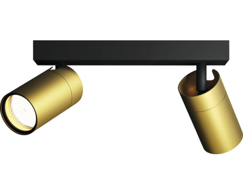 PHILIPS Plafondspot badkamer Idris 2-lichts zwart/goud Plafondlamp met twee spots