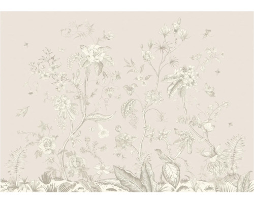 Decoratief behang met bloemenpatroon, bladeren en vogels