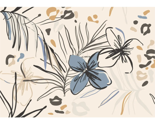 Decoratief patroon met bloemmotieven en abstracte vormen voor wanddecoratie