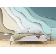 Slaapkamer met fotobehang in golfdesign