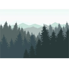 Illustratie van bomen en bergen