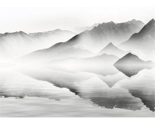 Abstract berglandschap patroon met waterreflectie