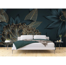 Slaapkamer met fotobehang met bloemmotief