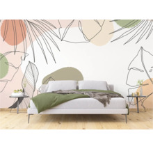 Slaapkamer met fotobehang met bladerdesign