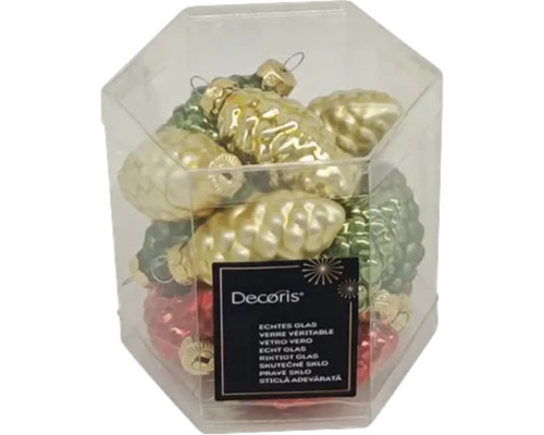 Glazen kerstboomversiering in kegelvorm in een verpakking