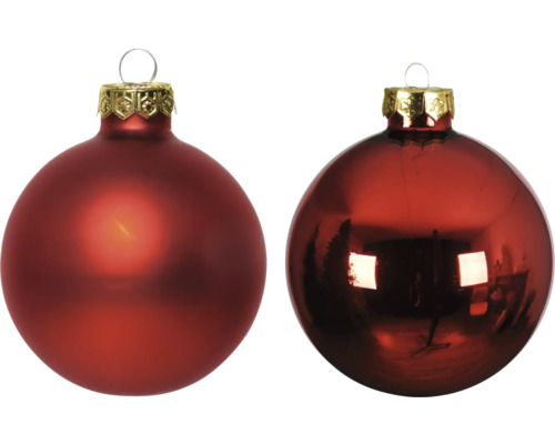LAFIORA Kerstbal glas rood Ø 6 cm 30 st Twee kerstballen met ophanging