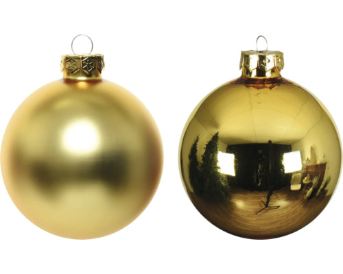LAFIORA Kerstbal glas goud Ø 6 cm 30 st Twee gouden kerstballen om op te hangen