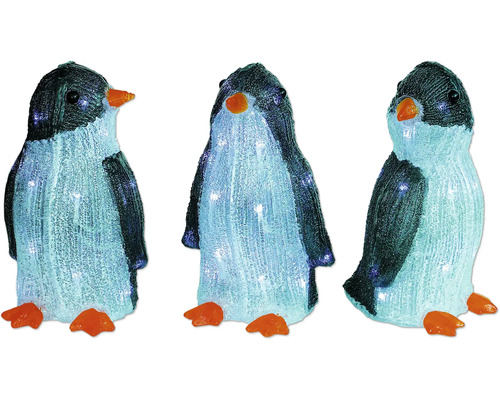 Drie decoratieve pinguïns met verlichting