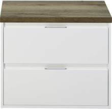 Nachtkastje met twee laden en houten blad