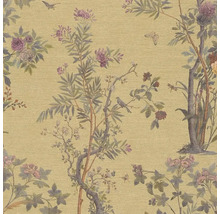 Behang met bloemen, bomen en vogels