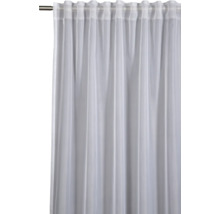 Wit, transparant gordijn met plooibandophanging aan een gordijnroede.