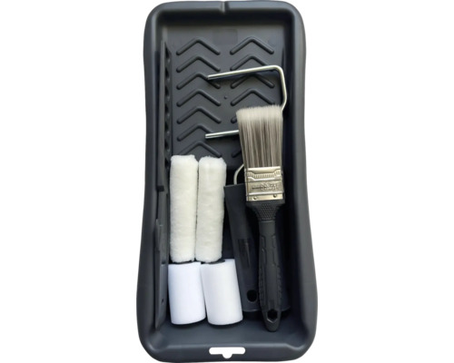 Verfrollerset met verfbak, verfrollerbeugel en kwast