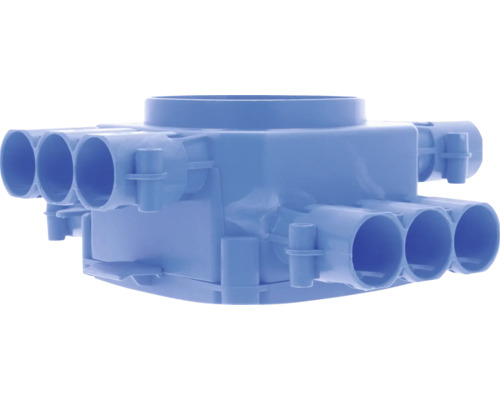 Kunststof verdeeldoos met meerdere aansluitingen.