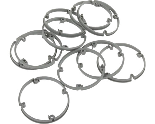 Meerdere grijze kunststof bevestigingsringen