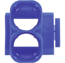 Blauwe dubbele clip voor buisbevestiging