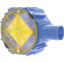 Blauwe terugslagklep met transparant schoepenrad