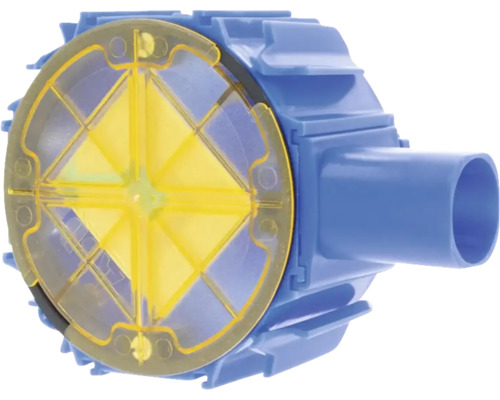 Blauwe terugslagklep met transparant schoepenrad