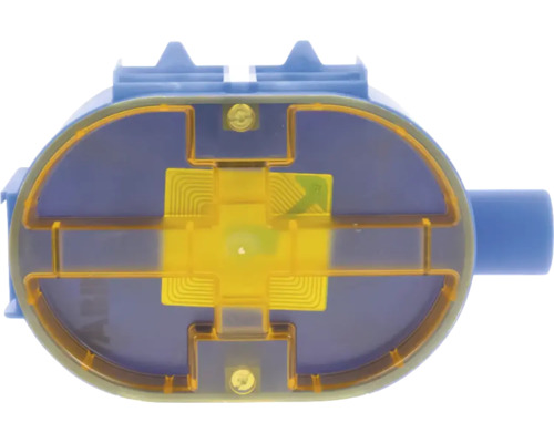 Elektronisch onderdeel in blauwe behuizing