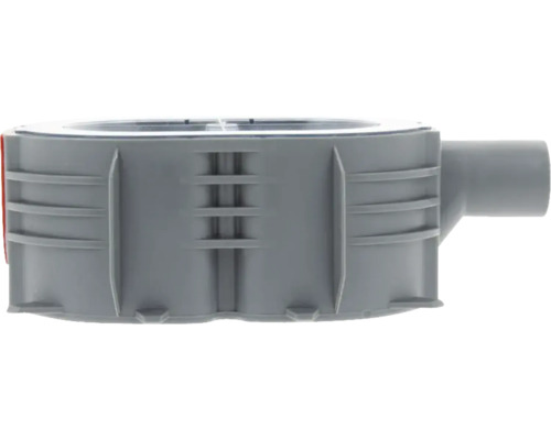 Bovenaanzicht van een grijze vloerafvoer