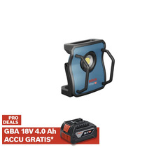 Bosch bouwlamp op accu en GBA 18V 4.0 Ah accu