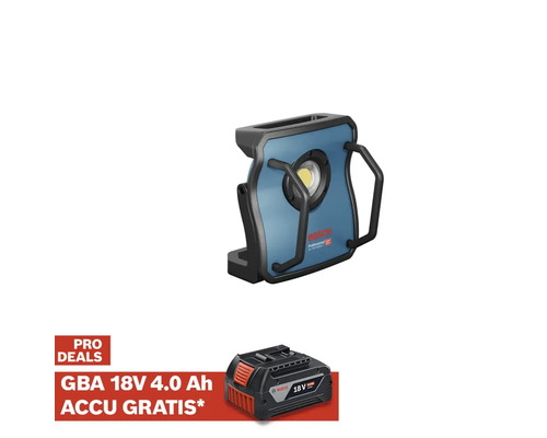 Bosch bouwlamp op accu en GBA 18V 4.0 Ah accu