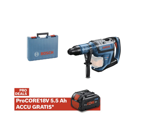 Bosch boorhamer met accu, transportkoffer en Pro Deals reclamebericht