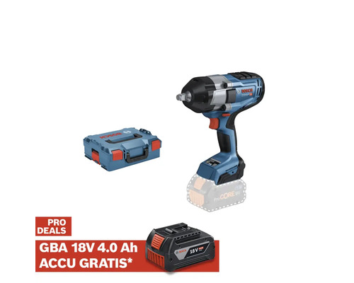 BOSCH Professional Accu slagmoeraanzetter GDS 18V-1000 BITURBO **gratis accu** Bosch accuslagschroevendraaier met gereedschapskoffer en accu