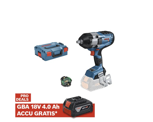 BOSCH Professional Accu slagmoeraanzetter GDS 18V-1000 C BITURBO **gratis accu** Bosch accuslagschroevendraaier met accu, oplader en gereedschapskoffer