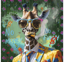 Afbeelding van een giraffe met een pak, bril en sigaar voor een achtergrond met motief