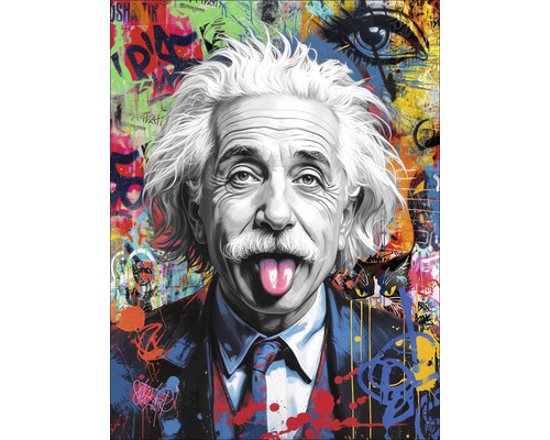 Wanddecoratie van Albert Einstein met graffiti achtergrond