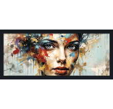 Ingelijst kunstwerk met een abstract portret van een vrouw