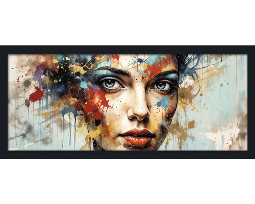 Ingelijst kunstwerk met een abstract portret van een vrouw
