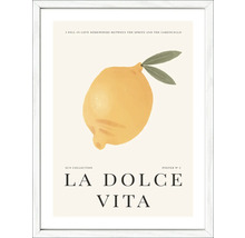 Ingelijste poster met de tekst La Dolce Vita en een citroen afbeelding