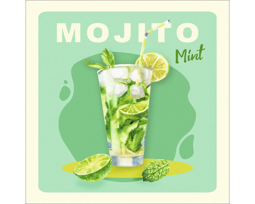 Illustratie van een Mojito-cocktail met munt en limoen