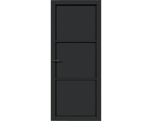 PERTURA Binnendeur industrieel zwart 1001 opdek links 83x211,5 cm Metalen tuinpoort met handgreep