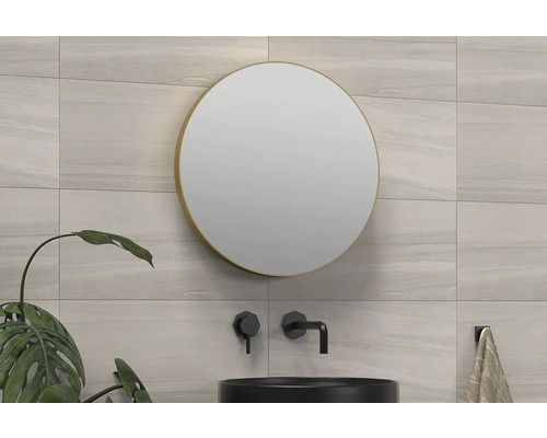 SANOX Badkamerspiegel Rond Ø 40 cm koper Moderne badkamer met ronde spiegel, kraan en planten