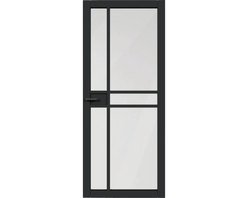 Moderne deur met glazen panelen en handgreep