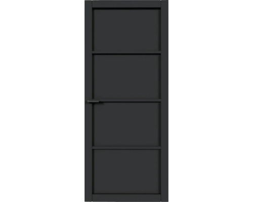 PERTURA Binnendeur industrieel zwart 1006 opdek links 83x211,5 cm Strakke binnendeur met vier panelen