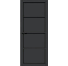 Grijze tuinpoort met horizontale lamellen