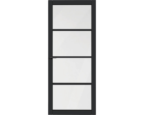Binnendeur met vier glazen panelen en handgreep